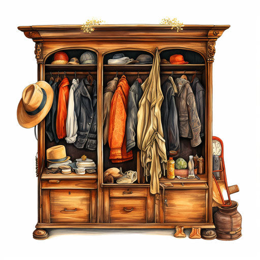 Closet clipart in the style of an Oil painting, on a white background