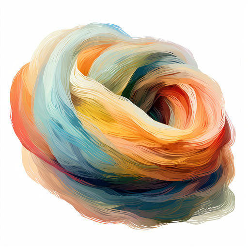 Image of yarn clipart in the style of an oil painting, on white background