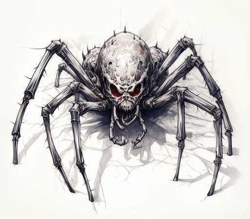 Black widow spider, demonic style, contoured shading 76:67
