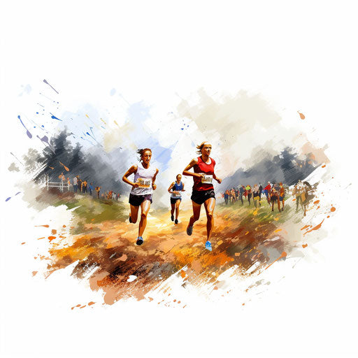 Countryside landscape clipart in the style of oil painting, on white background