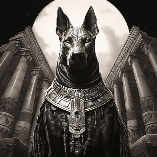 Egyptian dog in Rob Liefeld style, gothic realism