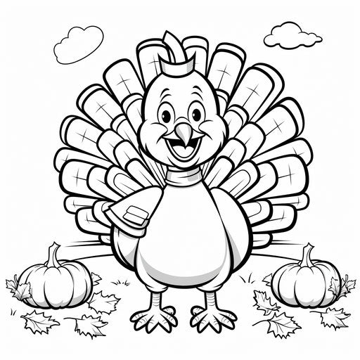 Cartoon Thanksgiving turkey coloring pages, captivating