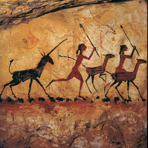 Gazelle hunting in cave painting style