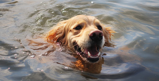 A golden retriever enjoying water