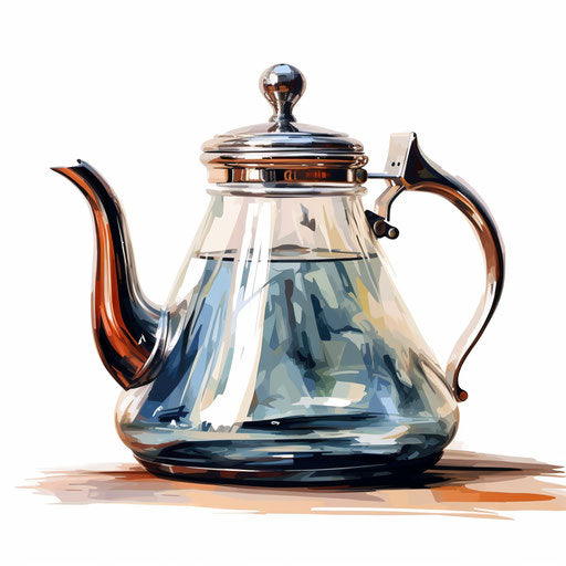 Kettle clipart in the style of Oil painting, on a white background