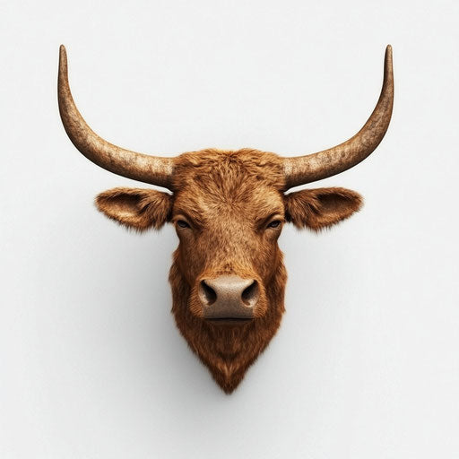3D ox on flat white background, isolated clipart