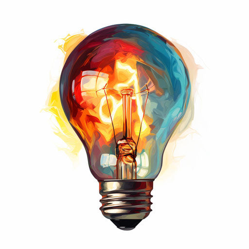 Bulb illustration in the style of Oil painting, on white background