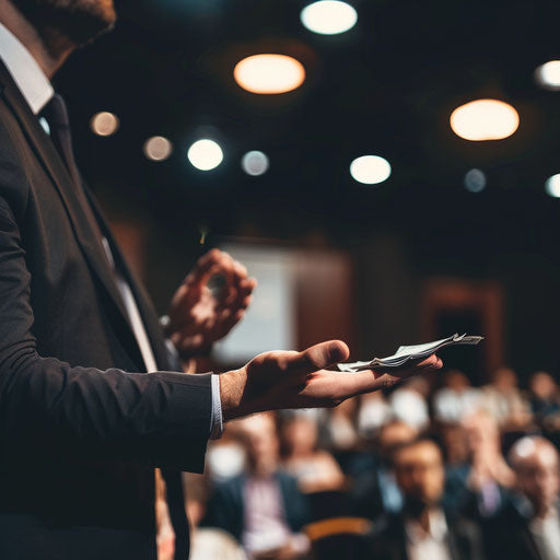 Dynamic public speaking event on financial success