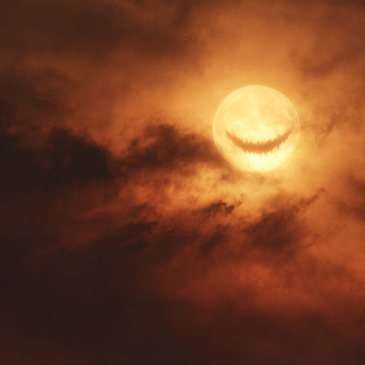 Sky Illuminated by a Creepy Smiling Moon