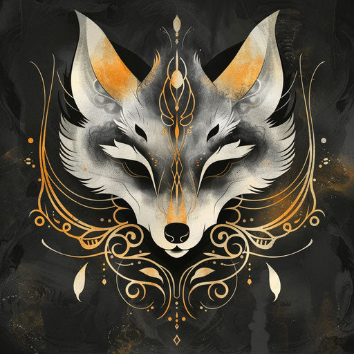 Elegant flat tattoo sketch of a kitsune