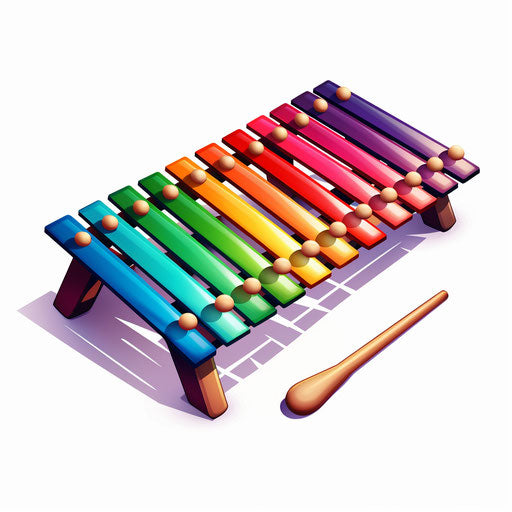 Xylophone clipart in the style of Chiaroscuro Art, on a white background