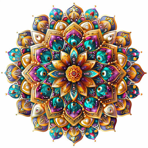 Mandala clipart in photo realistic style with flat white background