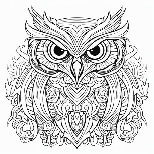 Realistic yet stylized owl coloring page