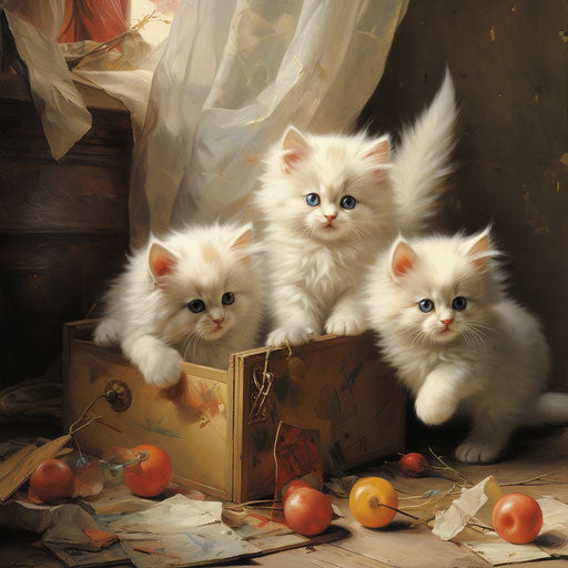 White cat kittens playing