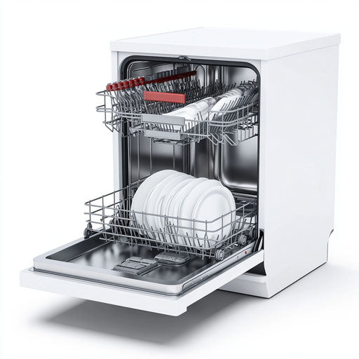3D Dishwasher in photo realistic style on flat white background