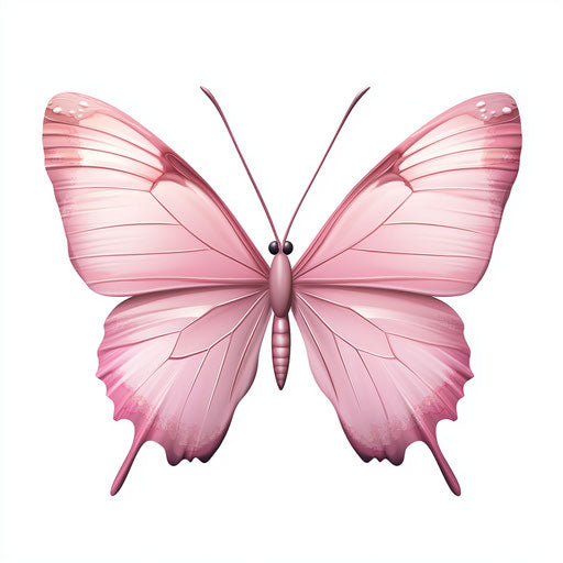 3D pink butterfly on flat white background