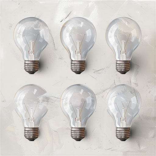 Realistic light bulb illustration on white background with textures