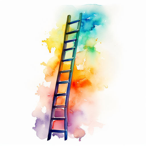 Ladder clipart in the style of Impressionistic Art