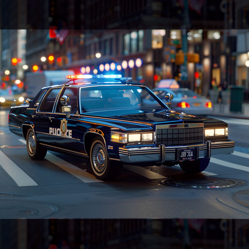 Police patrol of Cadillac Coupe DeVille 83 in interceptor version