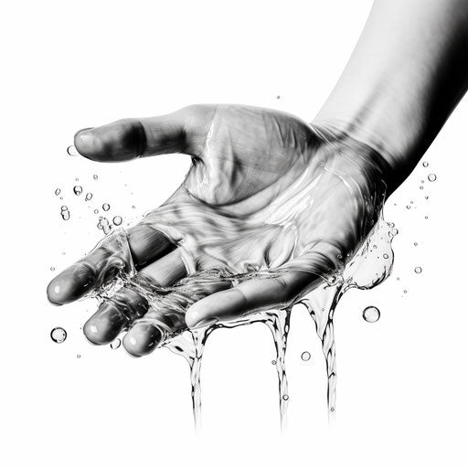 Hand washing clipart in Chiaroscuro Art style, white background