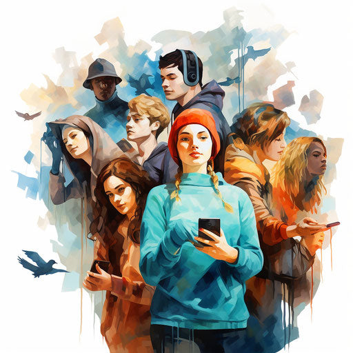 Social clipart in the style of oil painting