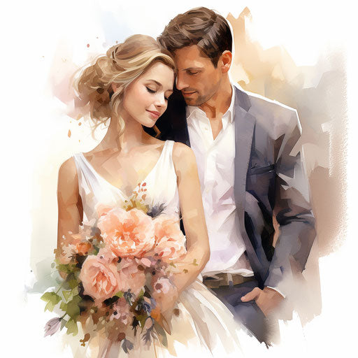 Wedding clipart images in the style of Oil painting