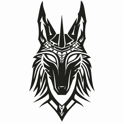 Anubis head in tribal tattoo style