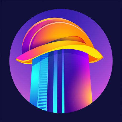 Modern construction logo with gradient background and vibrant colors
