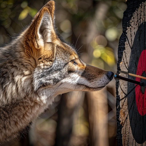 The coyote practicing archery with precision