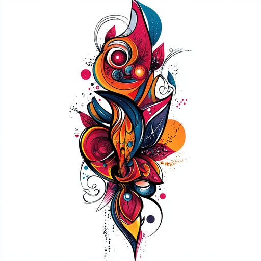Beautiful flat tattoo sketch with abstract shapes