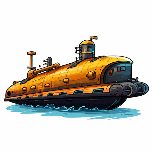 Submarine clipart in the style of Chiaroscuro Art, on a white background