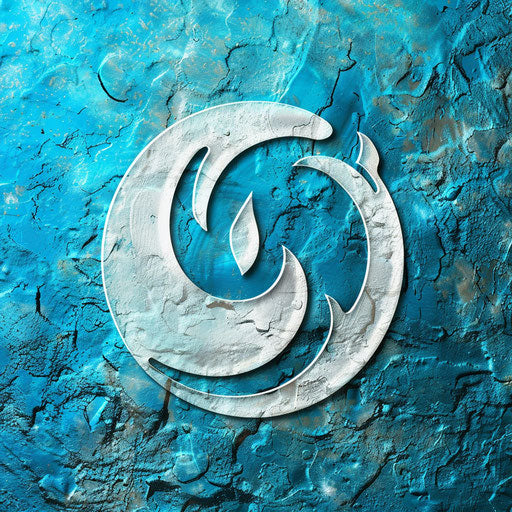 Water logo in turquoise and white with a textured background