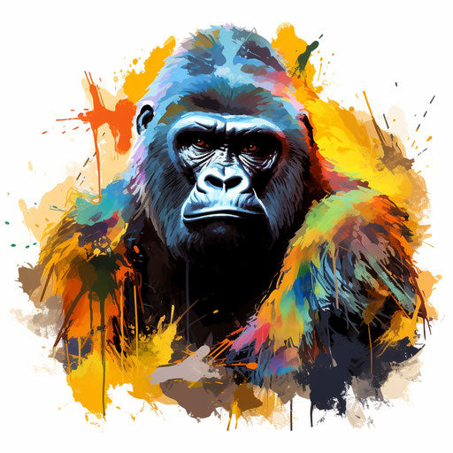 Gorilla in Impressionistic Art on white background