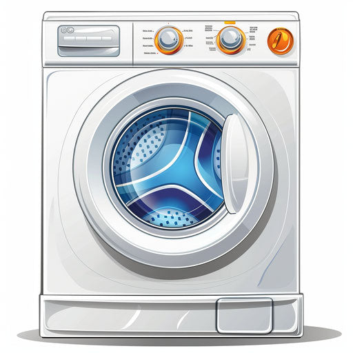 Realistic clipart of washing machine on white background