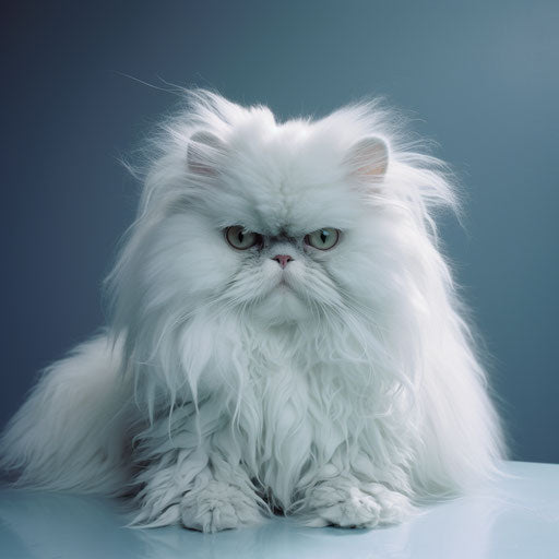 Fluffy persian cat on a wooden table