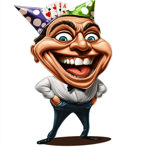 Humorous caricature of a casino clipart with human characteristics