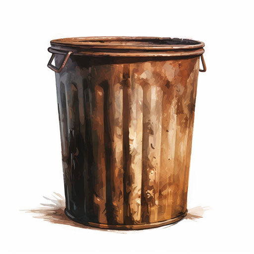 Illustration of bin clipart in Oil painting style, on white background