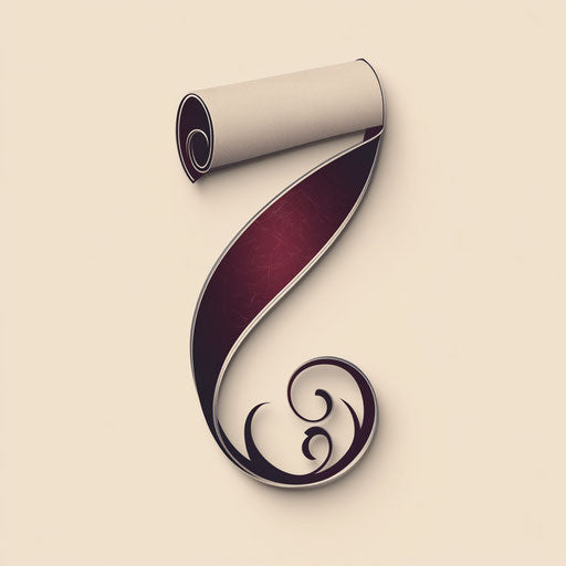 Unique rolled scroll icon integrated with sleek minimalist typography