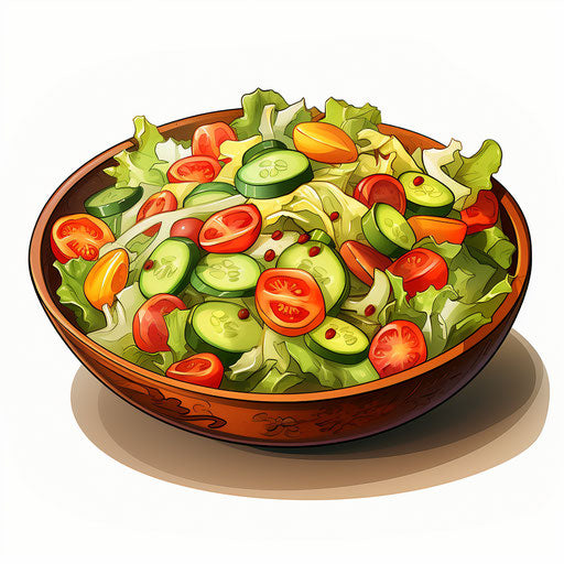 Salad clipart in the style of Chiaroscuro Art, on a white background