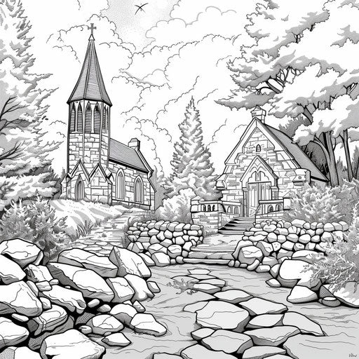 Stone church in the countryside