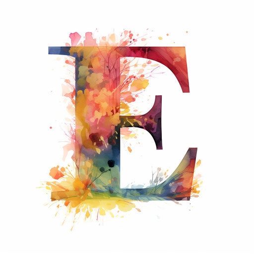 E letter clipart in the style of Impressionistic Art