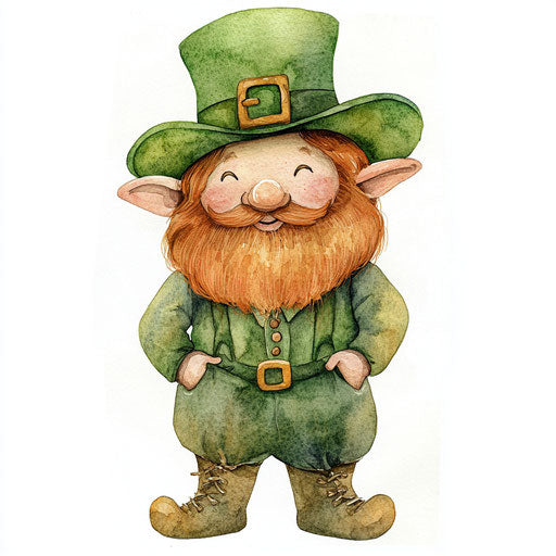 Watercolor leprechaun, white background clipart, cute