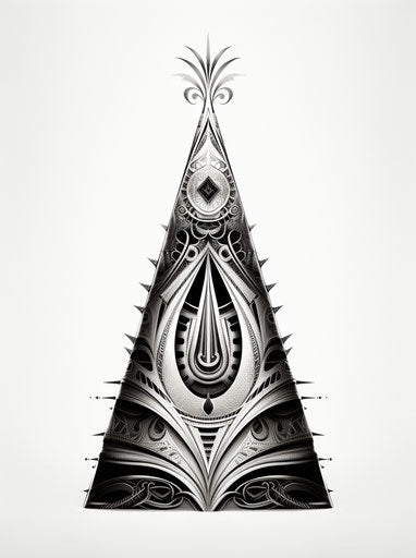 Tattoo design of a teepee with black and white lines