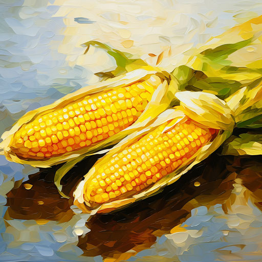 Corn clipart in the style of Oil painting, on a white background