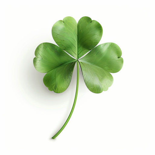 Realistic clover clipart on flat white background, high detail