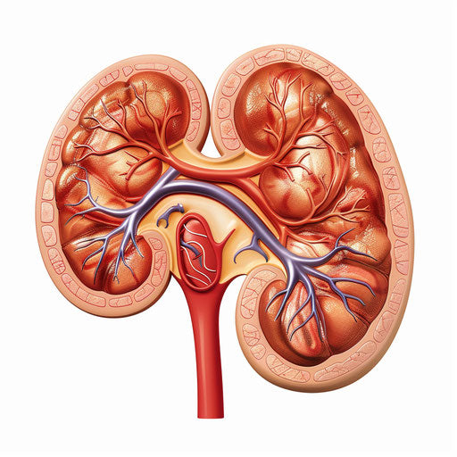 Realistic kidney illustration on white background, detailed and colorful
