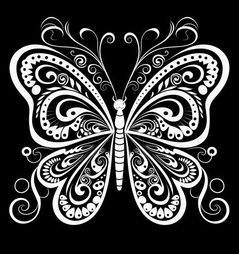 Silhouette of a butterfly in calligraphic lines
