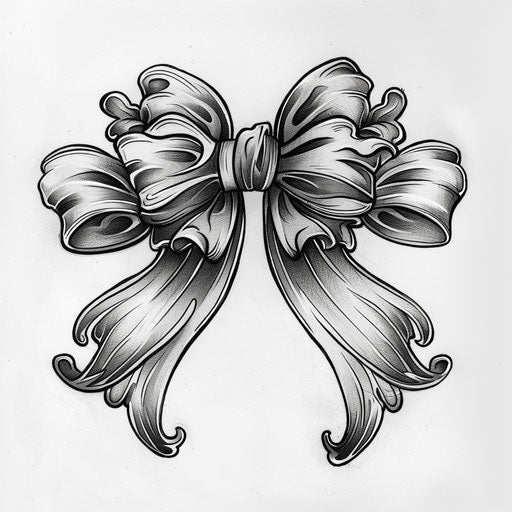 Classic clipart tattoo sketch of a bow with traditional black and gray shading