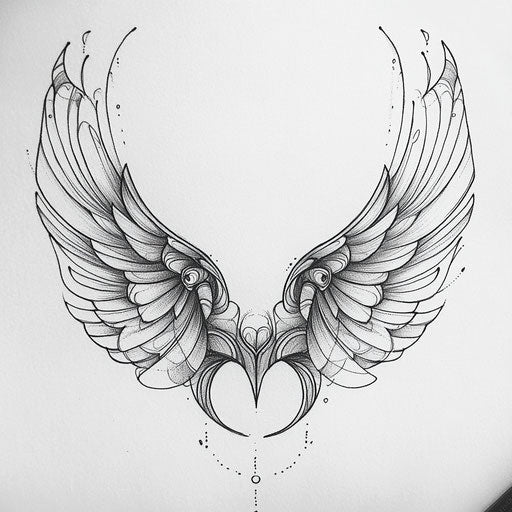 Stylized flat tattoo sketch for women's sternum