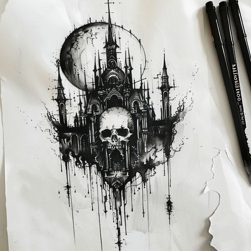 Dark castle representing hell